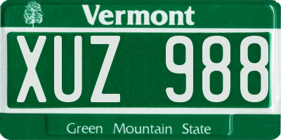 VT license plate XUZ988