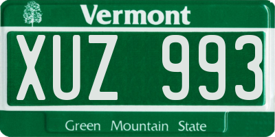 VT license plate XUZ993