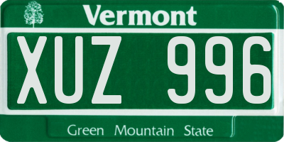VT license plate XUZ996