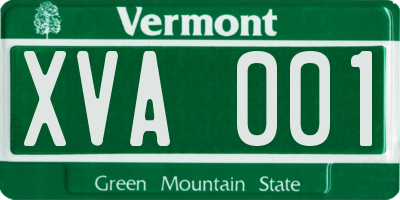 VT license plate XVA001