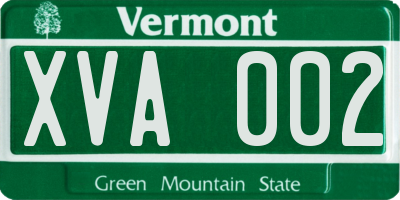 VT license plate XVA002