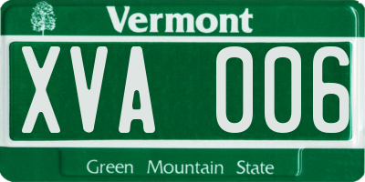 VT license plate XVA006