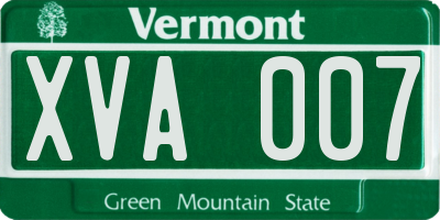 VT license plate XVA007