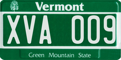 VT license plate XVA009