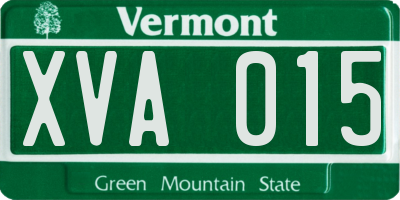 VT license plate XVA015