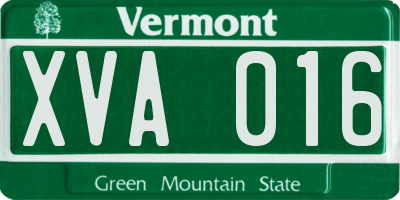 VT license plate XVA016