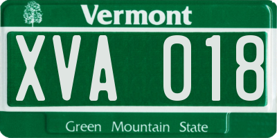 VT license plate XVA018