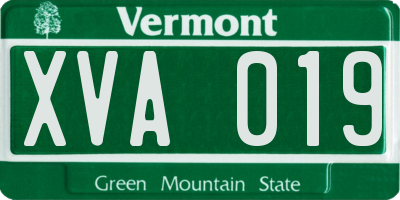VT license plate XVA019