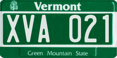 VT license plate XVA021