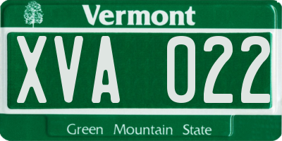 VT license plate XVA022