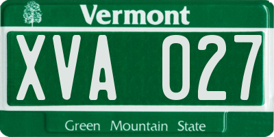 VT license plate XVA027