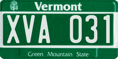 VT license plate XVA031