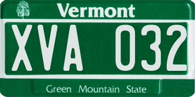 VT license plate XVA032