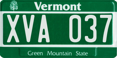 VT license plate XVA037