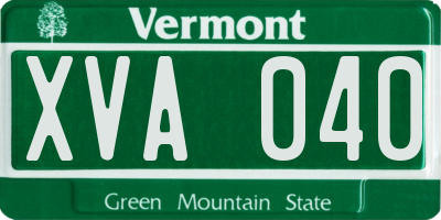 VT license plate XVA040