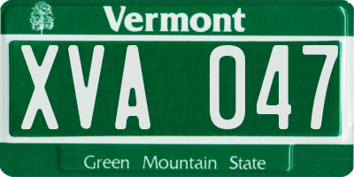 VT license plate XVA047