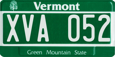 VT license plate XVA052