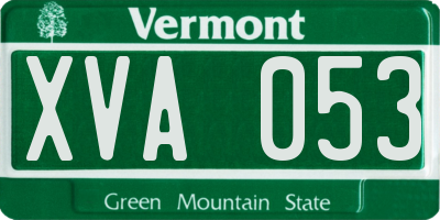 VT license plate XVA053