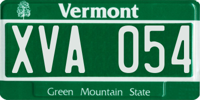 VT license plate XVA054