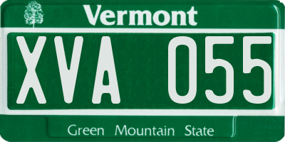 VT license plate XVA055