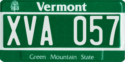 VT license plate XVA057