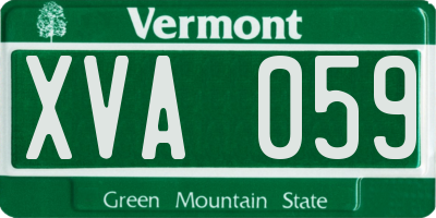 VT license plate XVA059