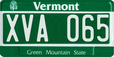 VT license plate XVA065