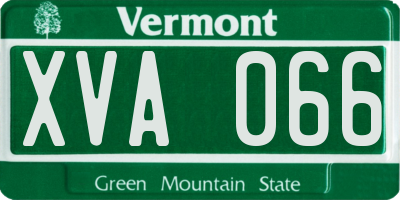 VT license plate XVA066