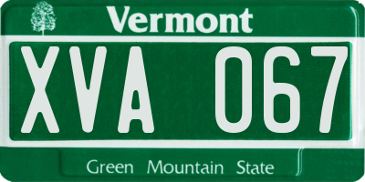 VT license plate XVA067