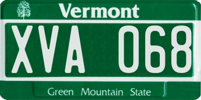 VT license plate XVA068
