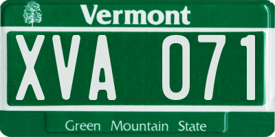 VT license plate XVA071