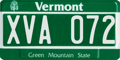 VT license plate XVA072
