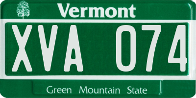 VT license plate XVA074