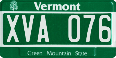 VT license plate XVA076
