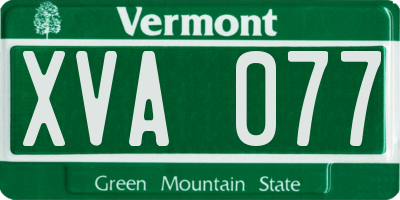 VT license plate XVA077