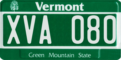 VT license plate XVA080