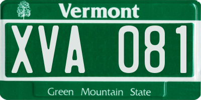 VT license plate XVA081
