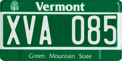 VT license plate XVA085