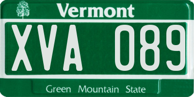 VT license plate XVA089
