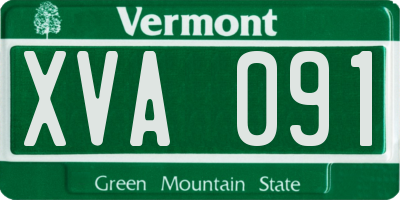 VT license plate XVA091