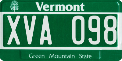 VT license plate XVA098