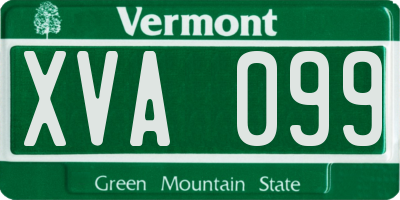 VT license plate XVA099