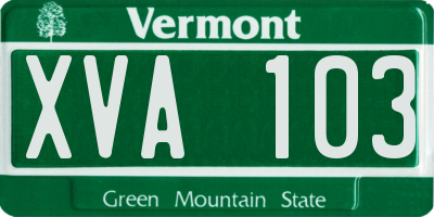 VT license plate XVA103