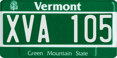 VT license plate XVA105