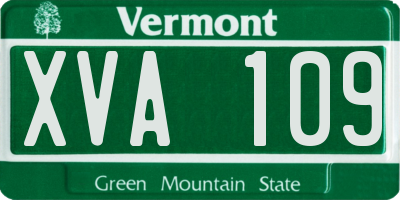 VT license plate XVA109