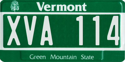 VT license plate XVA114