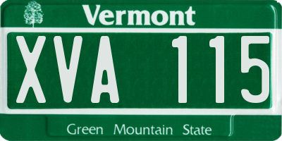 VT license plate XVA115