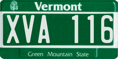 VT license plate XVA116