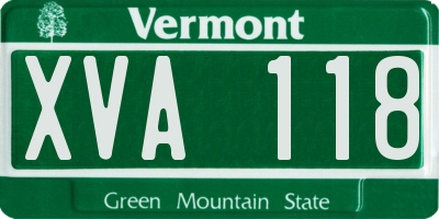 VT license plate XVA118