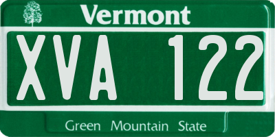 VT license plate XVA122